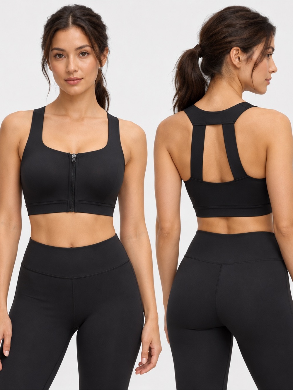 All in Motion Women’s High Support Zip Front Sports Bra Black Size 36DD NWOT